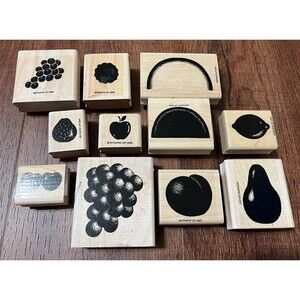 90s Rubber Stamp Lot of 11 Stamps Fruits